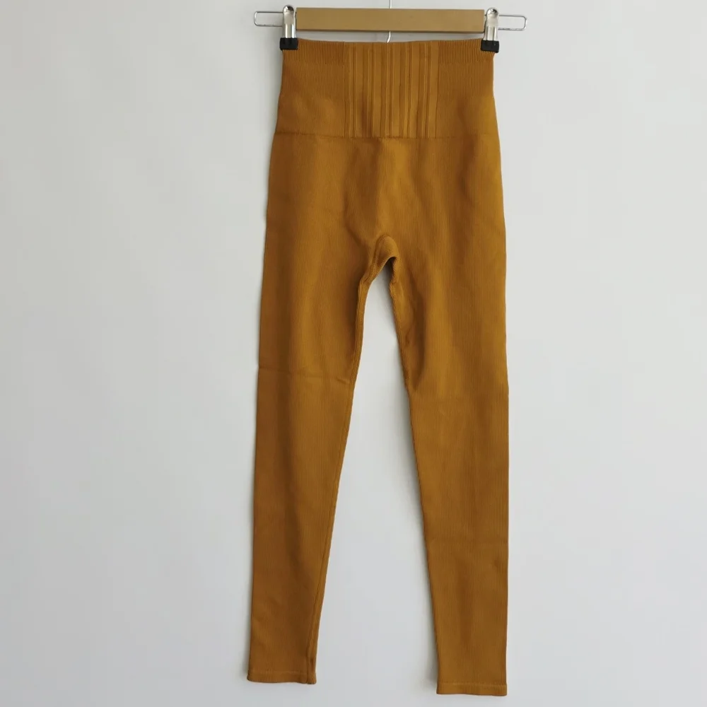 Lolë Sweat Tech Pecan Color Rib Athletic Leggings Women's Size XS